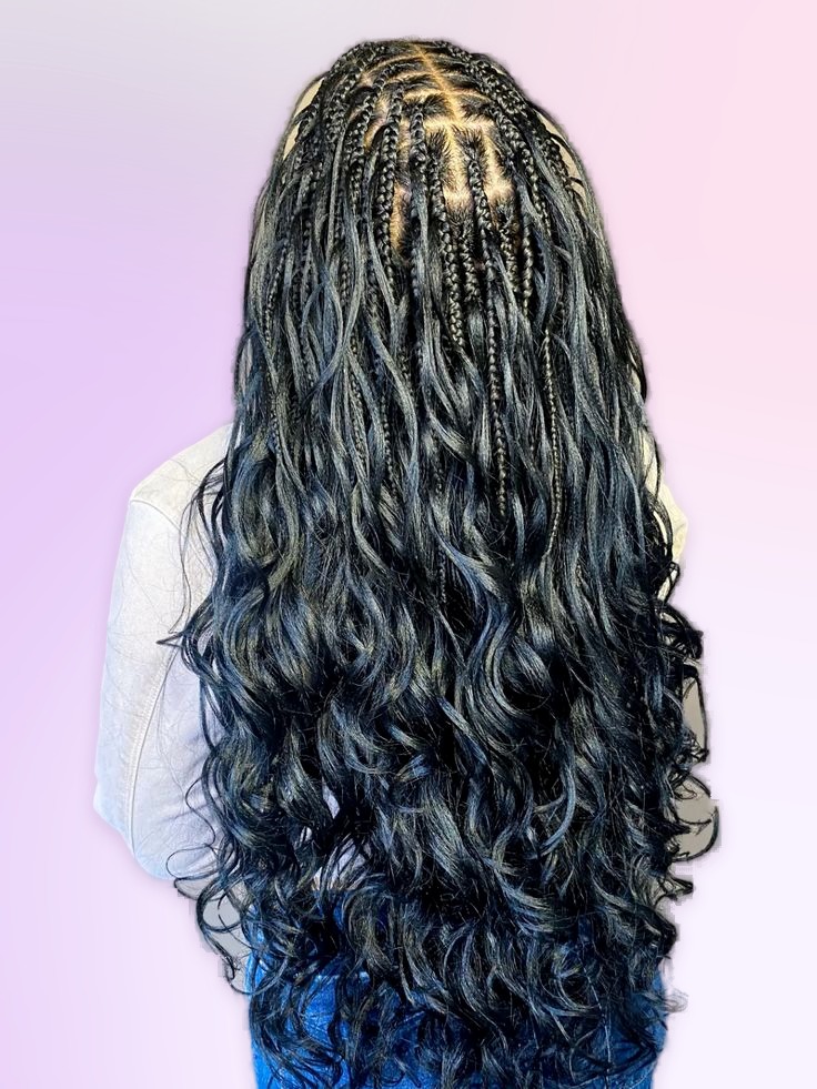 French braids styled at Braids Worth